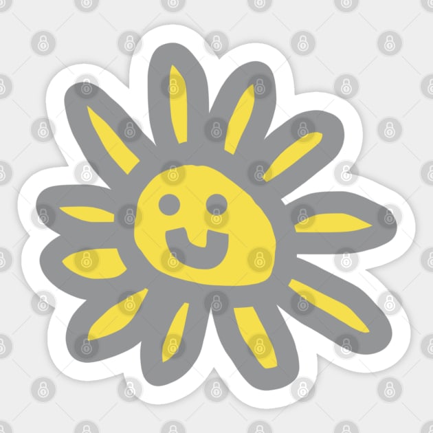 Ultimate Gray Daisy with a Face Sticker by ellenhenryart